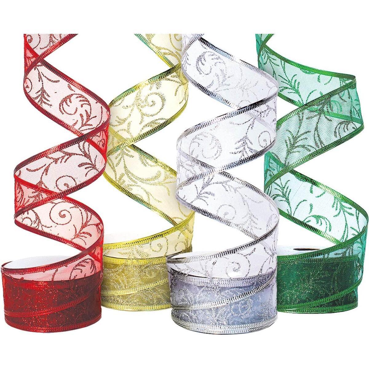 Christmas Ribbon Wired Christmas Ribbons for Gift Wrapping Xmas Tree Wire