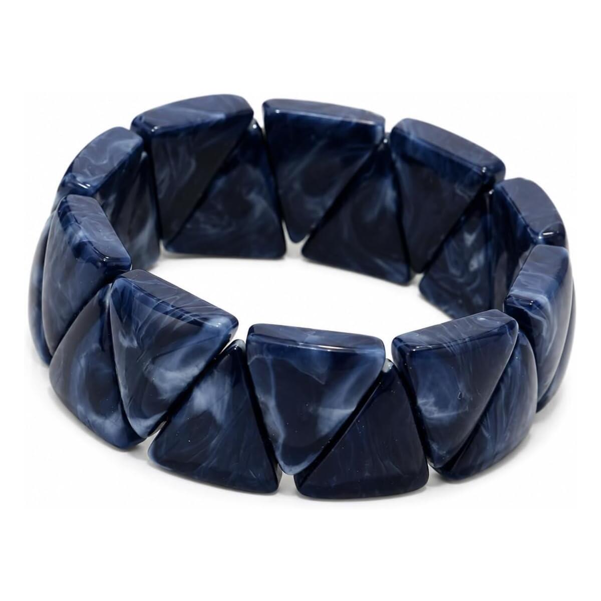 LUMIS&Eacute; Trendy Chunky Elastic Geometric Bracelet for Women &ndash; Bold Statement Bangle, Turquoise, Blue Agate, Amber, Brown Marble & Multicolor | Fashion Acrylic Jewelry, Modern Wedding Accessory, 2026 New Model