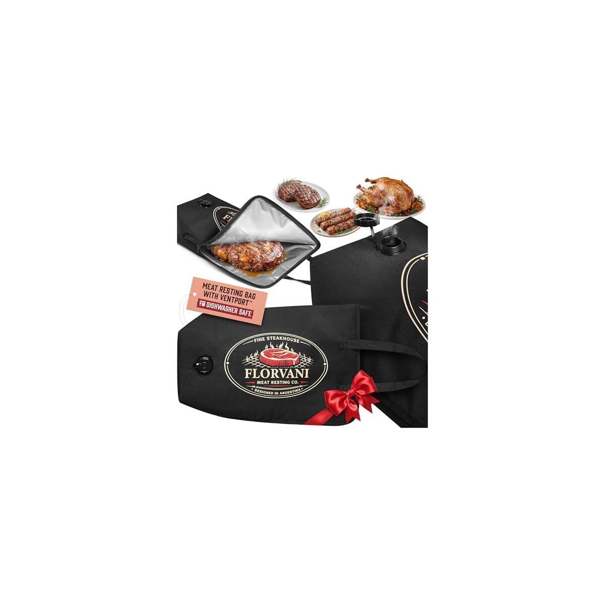 Meat Resting Bag with VentPort, Dishwasher Safe Insulated BBQ Blanket, 6-Layer Heavy-Duty Food Grade Brisket Blanket Warmer Bag, BBQ Gift for Men, Dad, Brother, Uncle, Husband, Fits Up to 22 lb