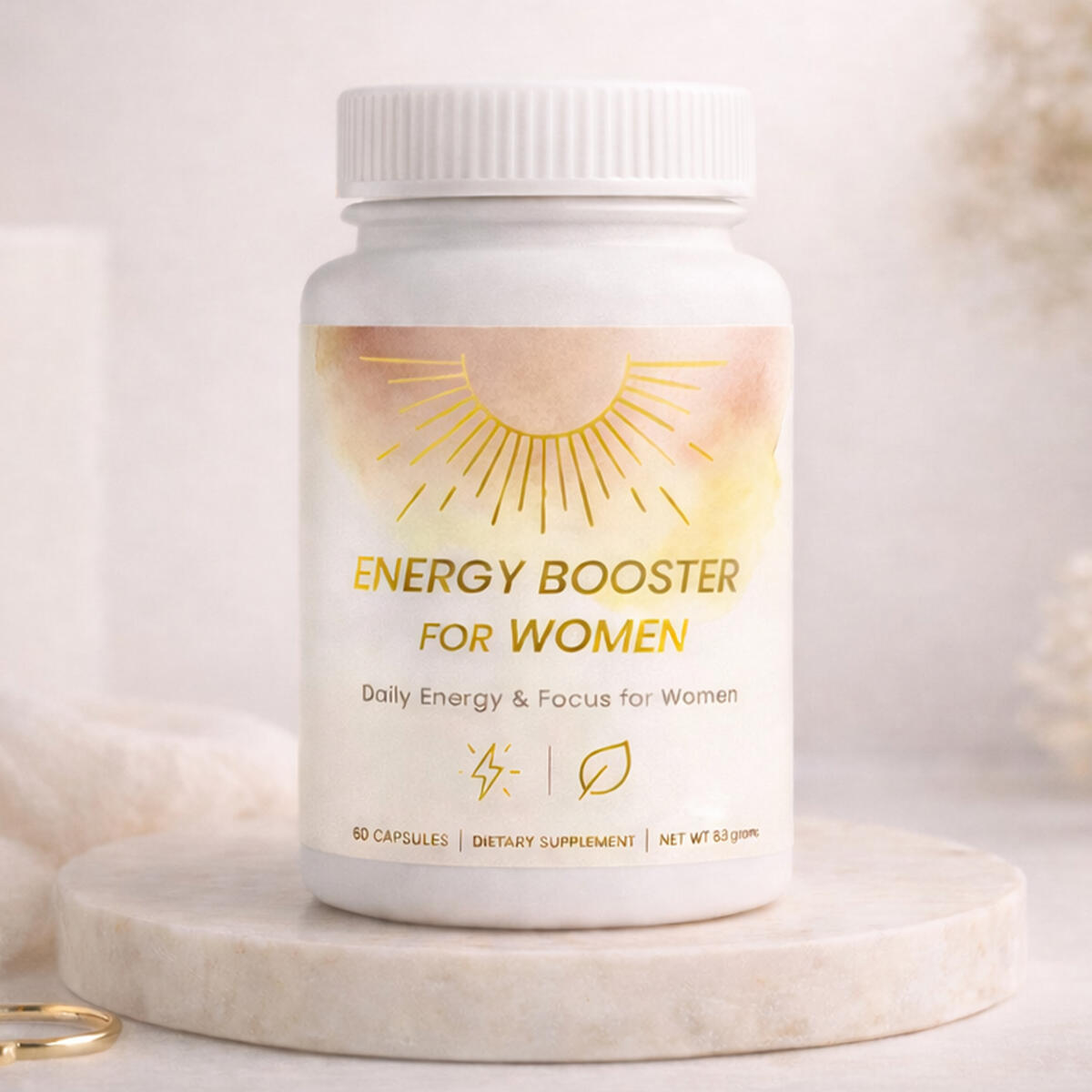 Energy Booster for Women - Energy supplement for women - Daily Clean Energy + Focus - Healthy Adderall Alternative - Energy Booster for Moms - For Work, Study, Gym - 60 Count