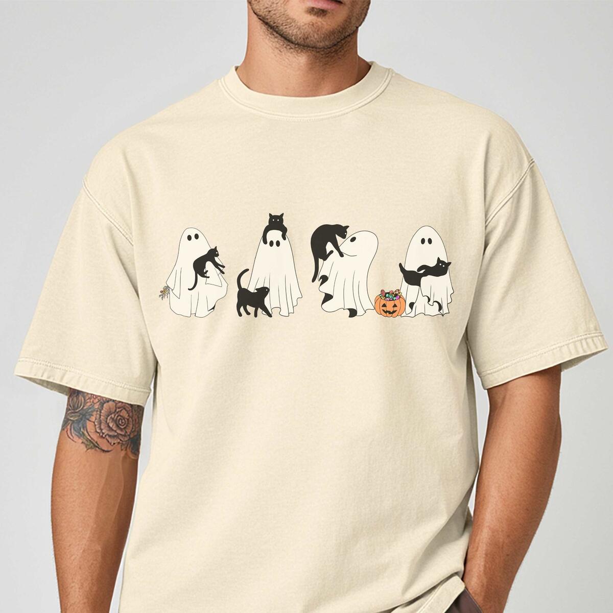 Halloween Black Cat Ghost Comfort Colors Shirt Cashback Rebate - RebateKey