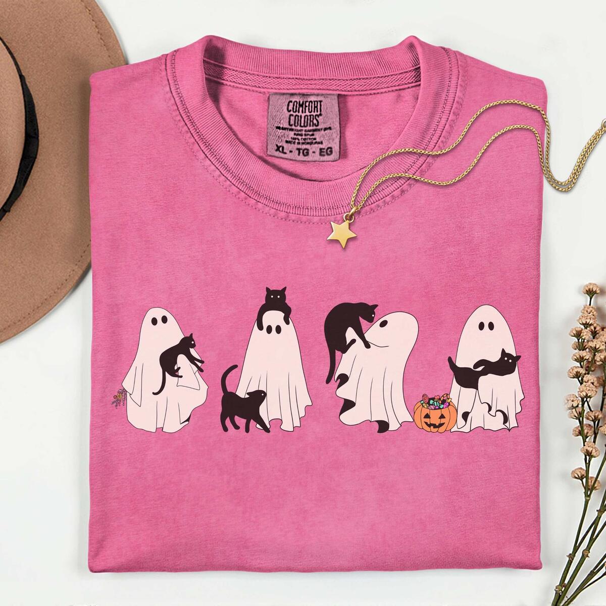 Halloween Black Cat Ghost Comfort Colors Shirt Cashback Rebate - RebateKey