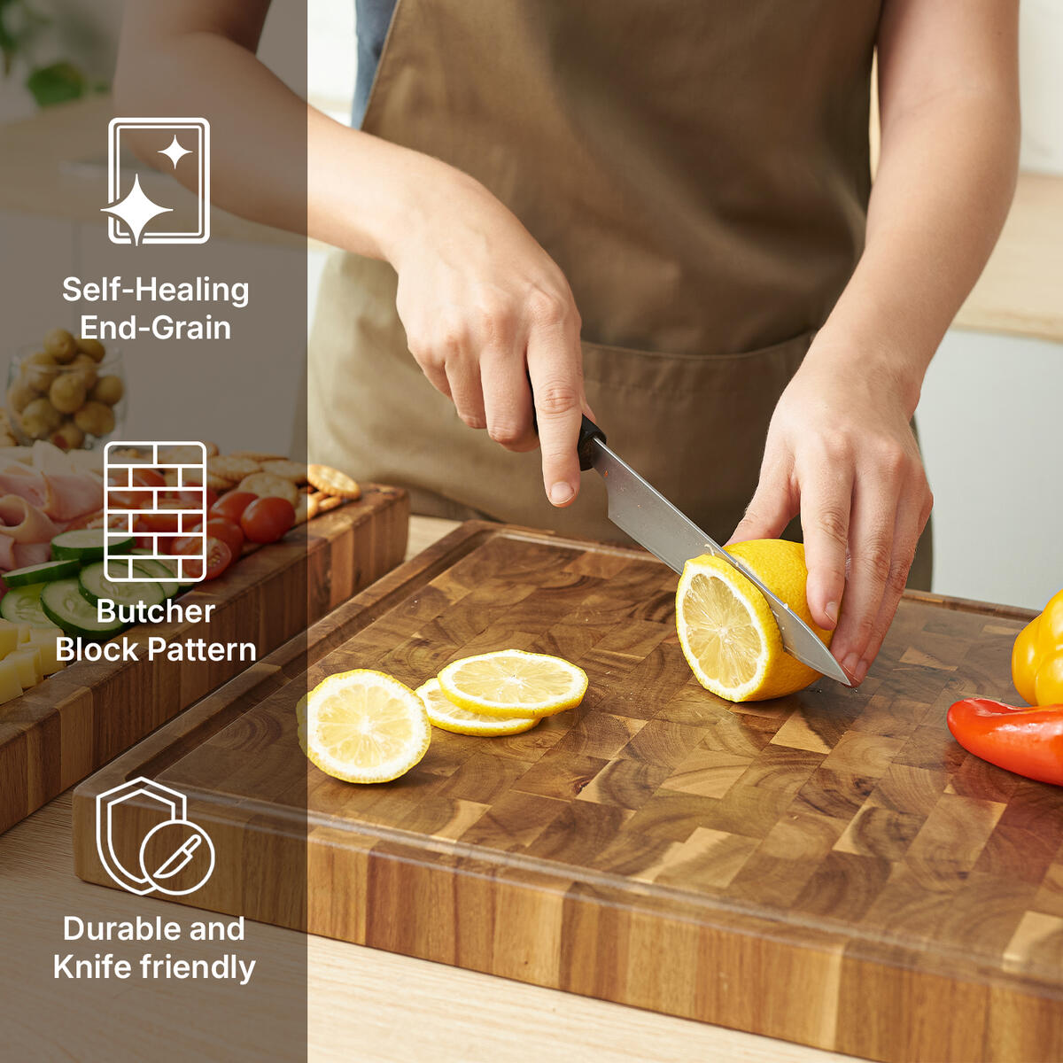 Large End Grain Wood Cutting Board 17 X 13 X Cashback - RebateKey