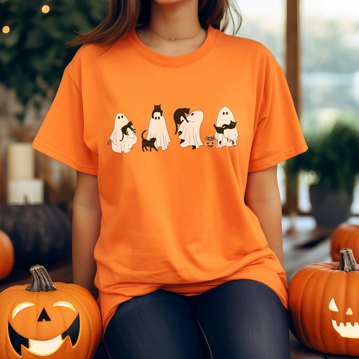 Halloween Black Cat Ghost Comfort Colors Shirt Cashback Rebate - RebateKey