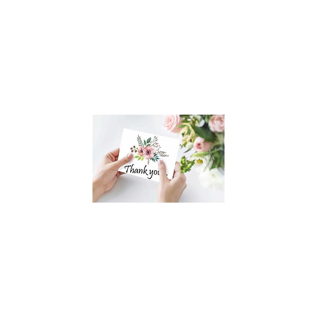 Pretty Floral Thank You Cards Bulk Boxed Set 100 For Wedding Bridal Shower Rebate - RebateKey