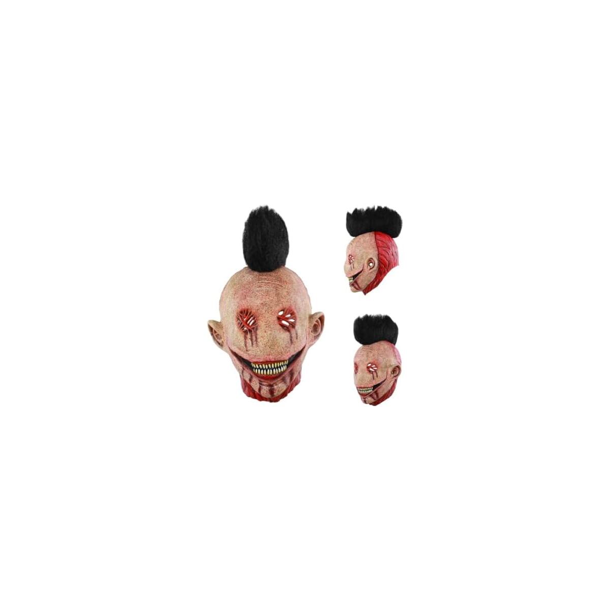 Halloween Scary Grin Mask - Creepy Evil Killer, Smiling Devil Demon, Vampire Masks with Damaged Mouth Scar - Masquerade Costume Cosplay Prop for Haunted House