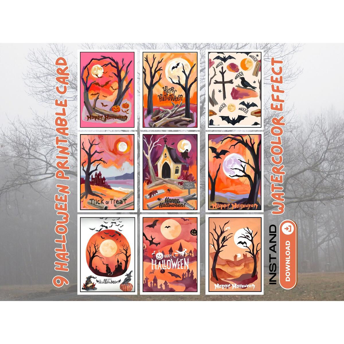 Watercolor Effect Happy Halloween Card Collection Cashback Rebates - RebateKey