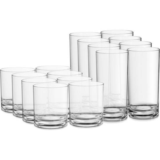 Acrylic Drinking Glasses Set Of 16 Unbreakable Drinkware Set Clear
