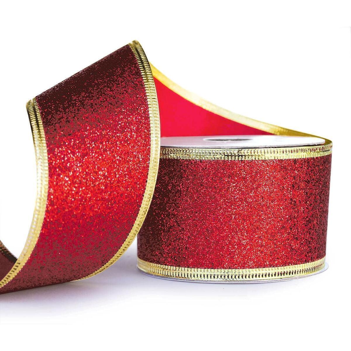 Glitter Ribbon Wired Christmas Ribbons Red Green Cashback Rebate - RebateKey