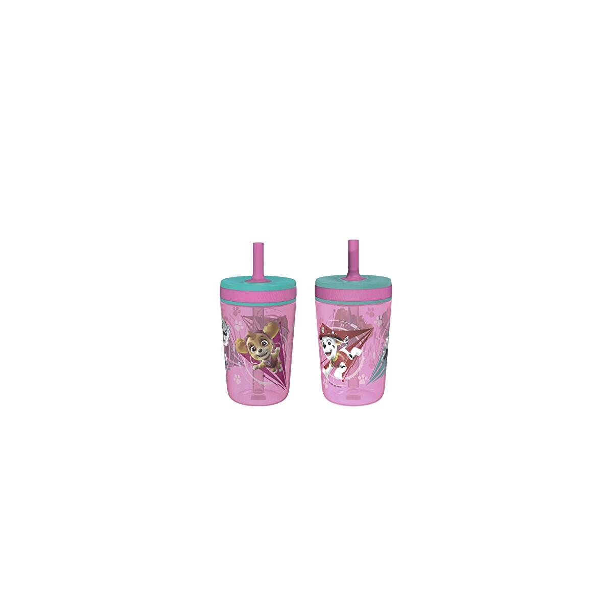 Zak Designs Kelso 15 oz Tumbler Set (Paw Patrol Skye & Everest) Leak-Proof Screw-On Lid with Straw Made of Durable Plastic and Silicone, Perfect Cup Bundle for Toddlers, Kids (2pc Set)