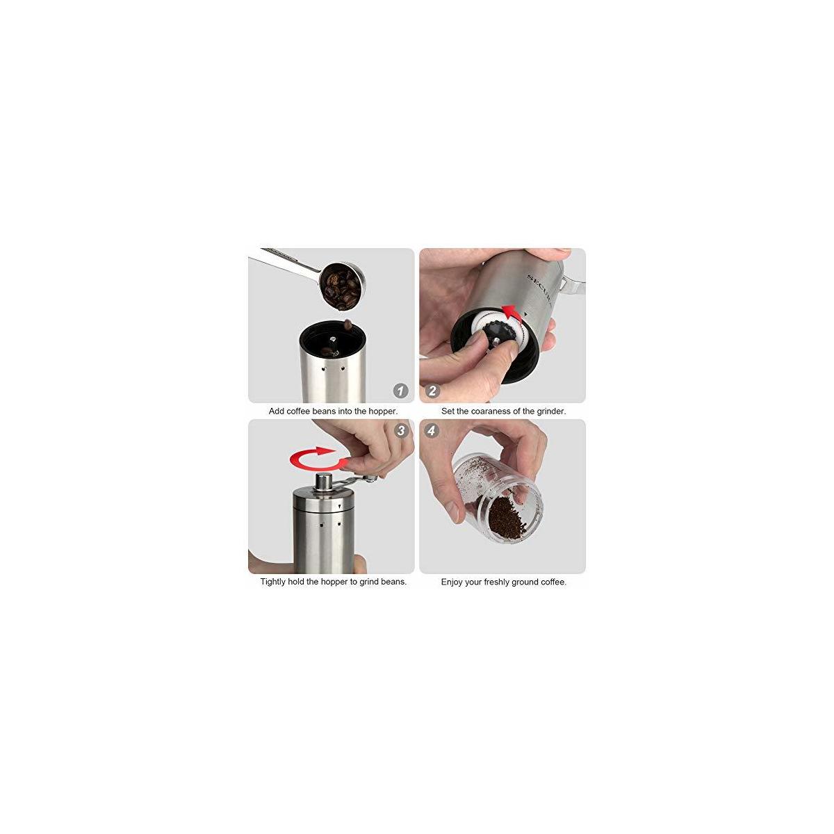 Mixpresso Manual Coffee Grinder Set, Hand Coffee Mill With Conical Ceramic  Burr Two Glass Jars And Soft Brush, Manual Coffee Bean Grinder & Spice