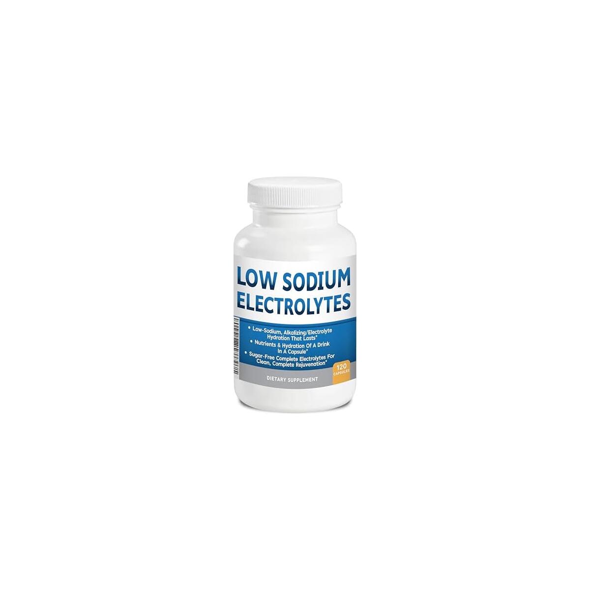 Low Sodium Electrolytes Only 23mg Serving 120 Servings Almost No Sodium Electrolyte Supplement, Sugar Free Fast Hydration Potassium, Magnesium, Zinc, C & More Kidney Friendly Low Sodium Electrolytes