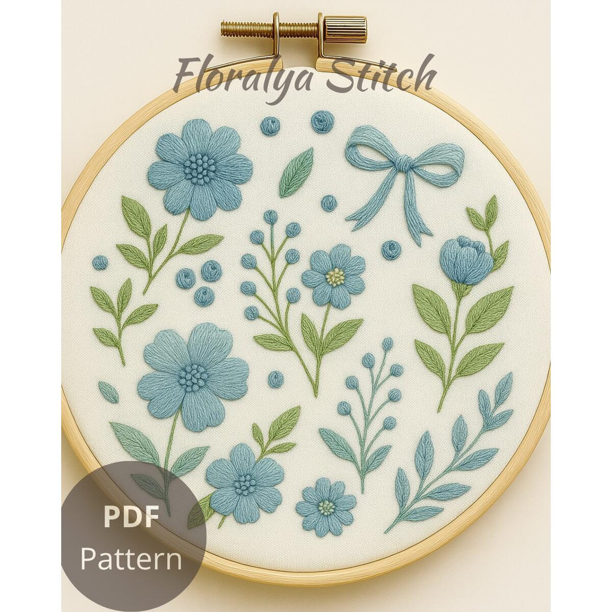 Blueberry Flower Ribbon Hand Embroidery Pattern 1 Rebate - RebateKey