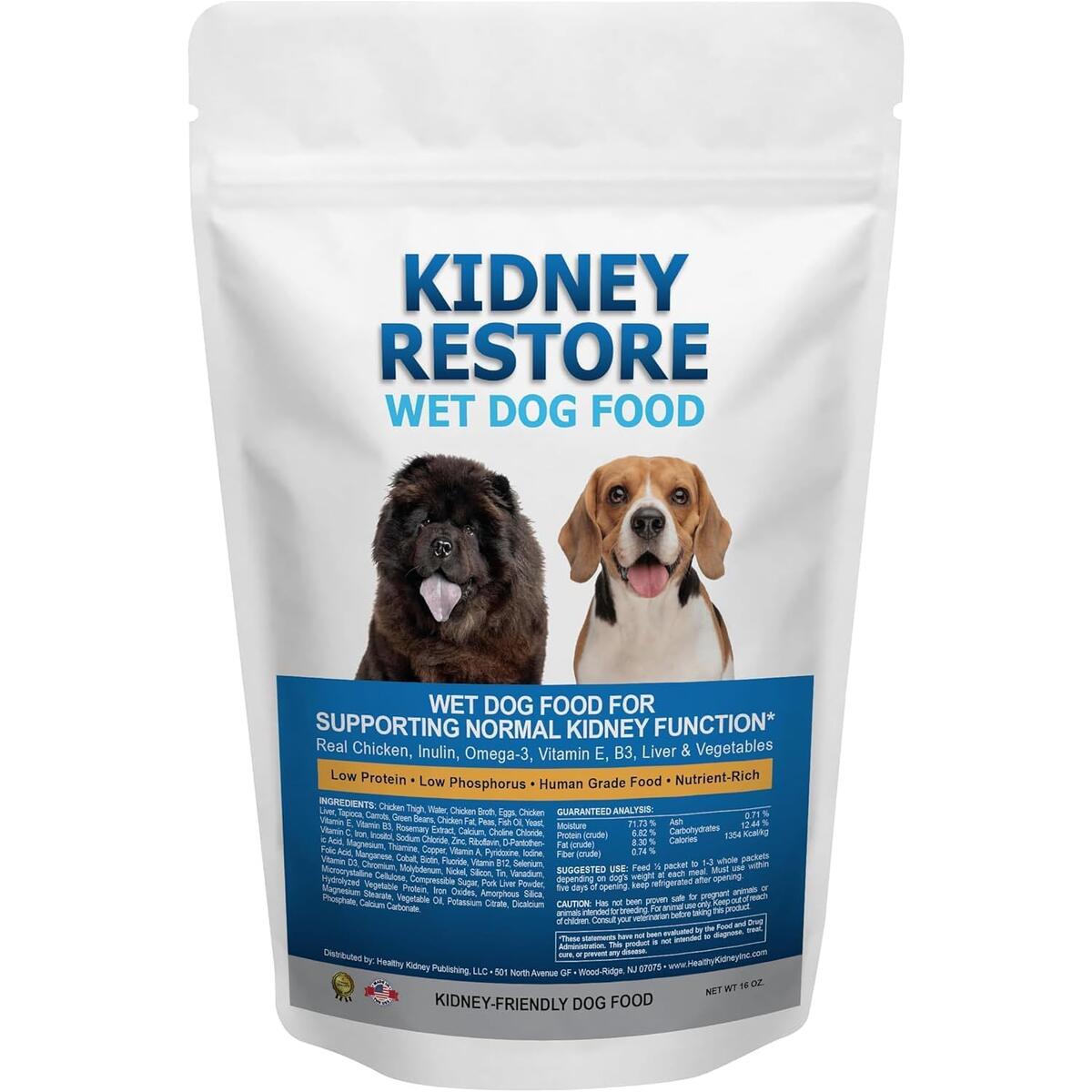 Non-Prescription Kidney Care Dog Food for Renal Support - Low Sodium Diet for Healthy Kidneys, Low Phosphorus Renal Food, Super Nutrients Make This Best Kidney Diet, Freshly Made in USA - 4 Ounce