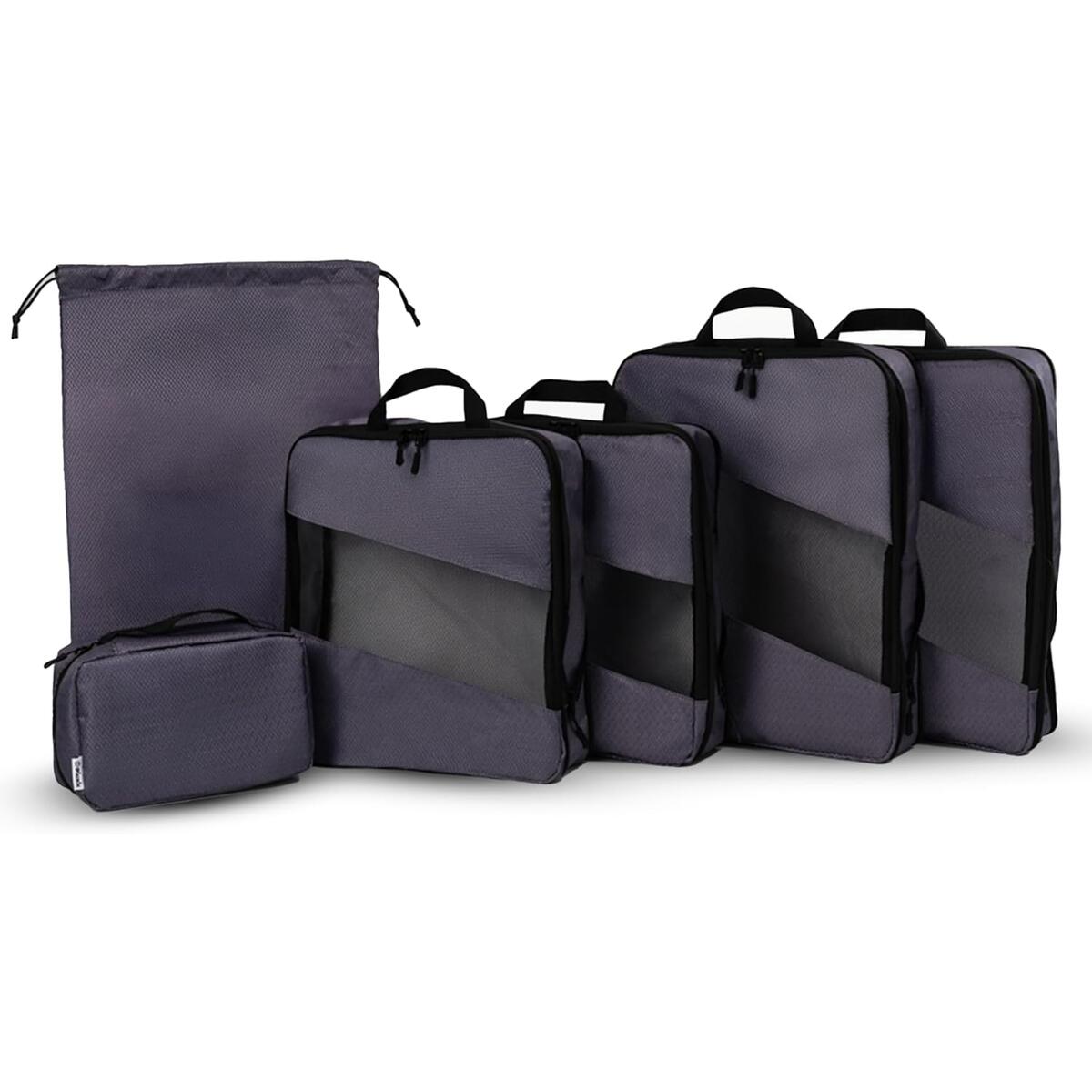 Compression Packing Cubes, 6-Pack Expandable Travel Luggage Organizers