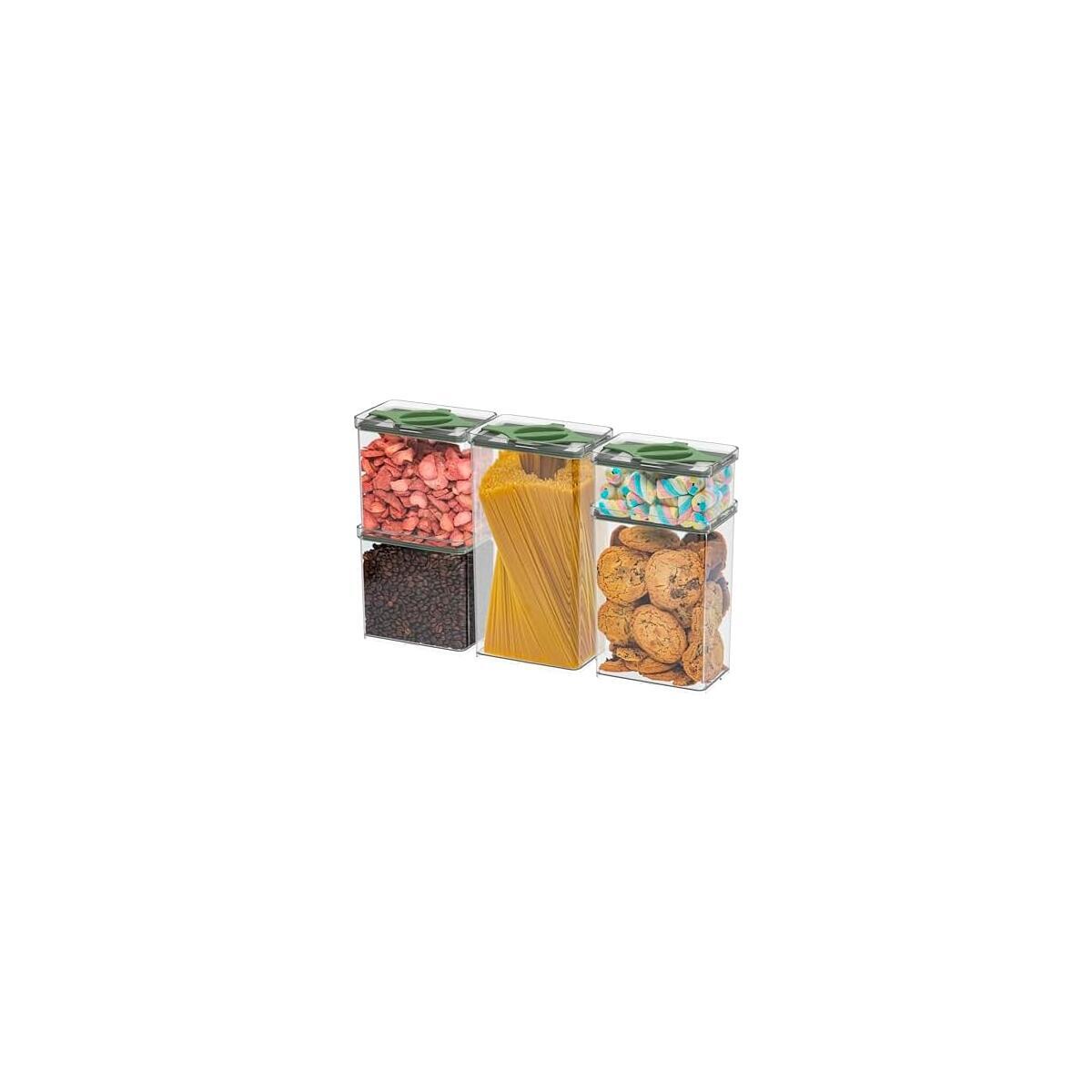 Prestoor 5-Pack SAN Airtight Pantry Storage Container Set, Leakproof Twist-Lock Lids, BPA-Free Stackable Canisters for Sugar, Flour, Pasta, Cereal & Snacks (0.8qt, 1.9qt &times;2, 3qt, 4qt)