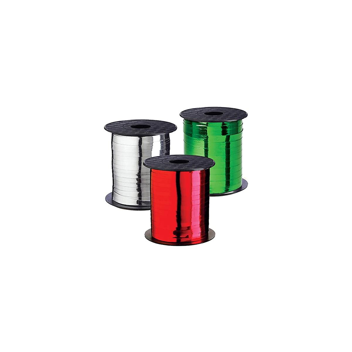 Curling Ribbon Christmas Holiday Gift Ribbons Xmas Set 3 Rolls Red Green Silver Curly Thin Metallic Holidays Gifts Wrapping & Decoration (RED, Green, Silver)