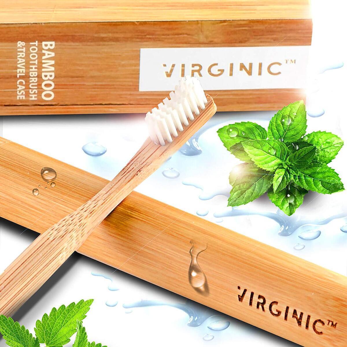 TRUGARI (V Edition,2019) Organic Bamboo Toothbrush with Elegant Eco Travel Case