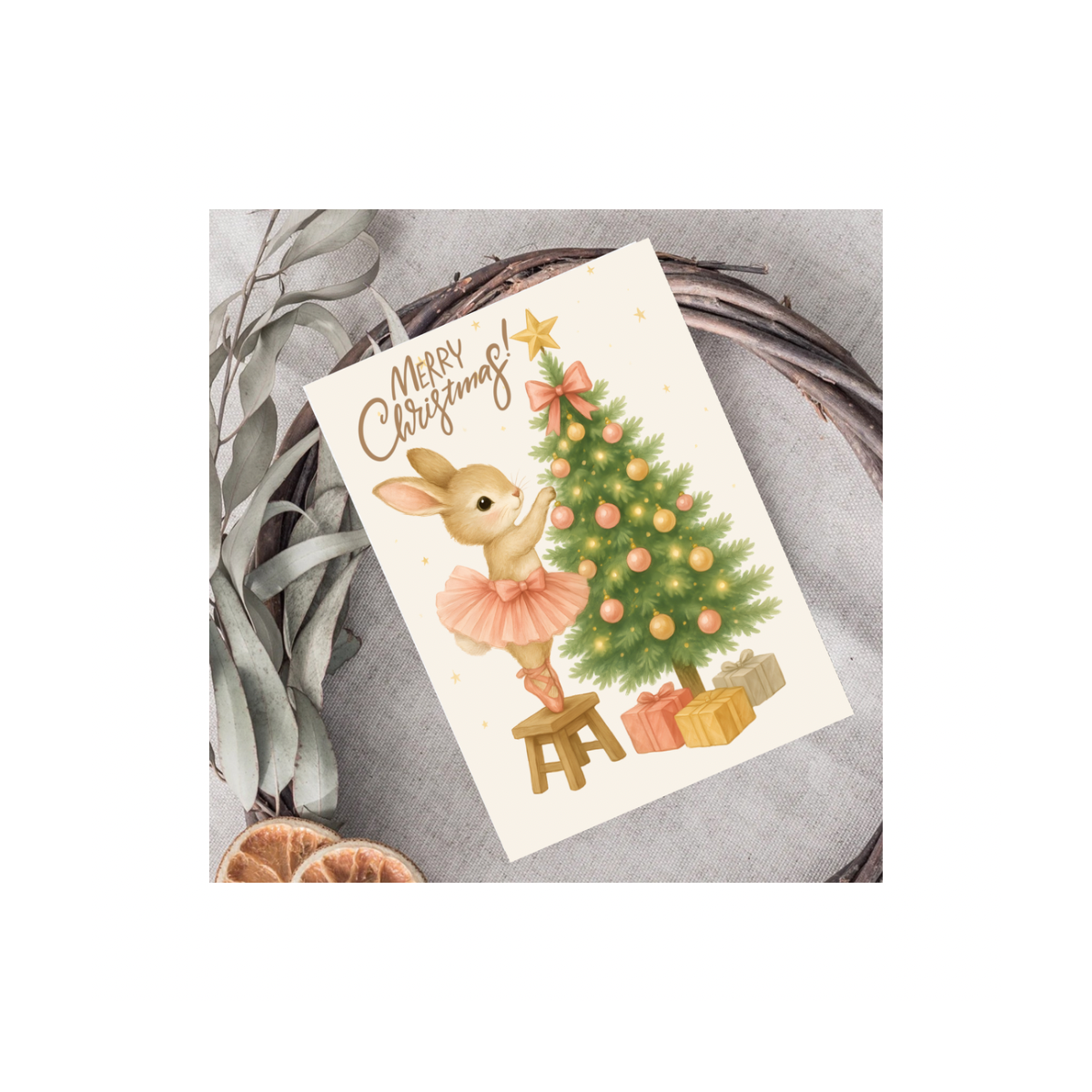 Bunny Ballerina Christmas Card Digital