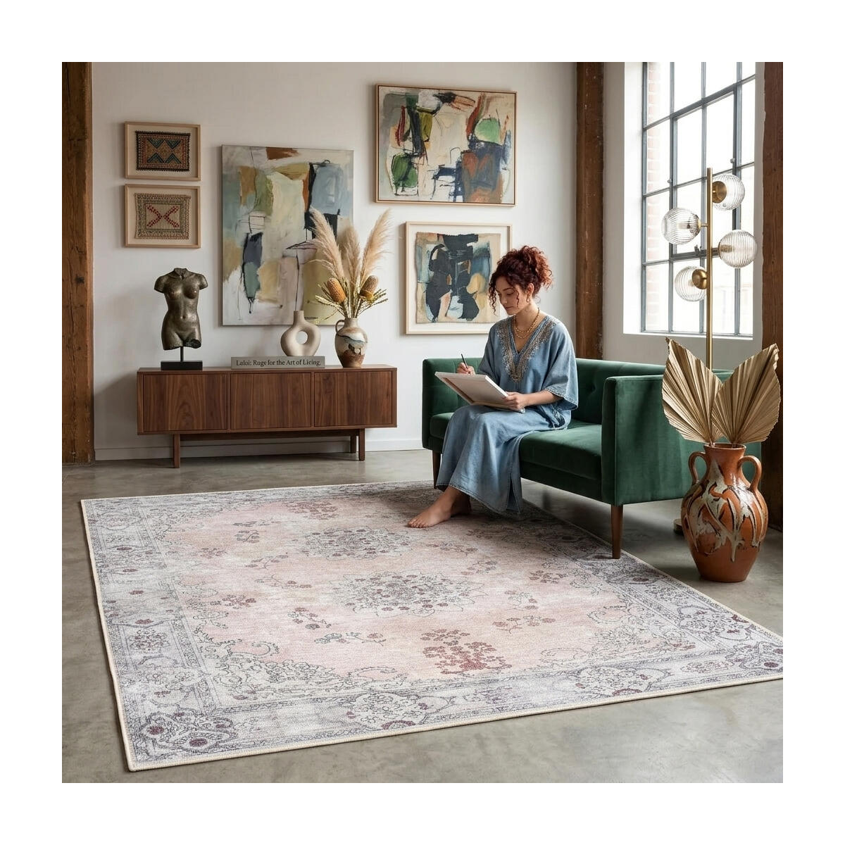 Lite Pink Oushak Area Rug Cashback - RebateKey