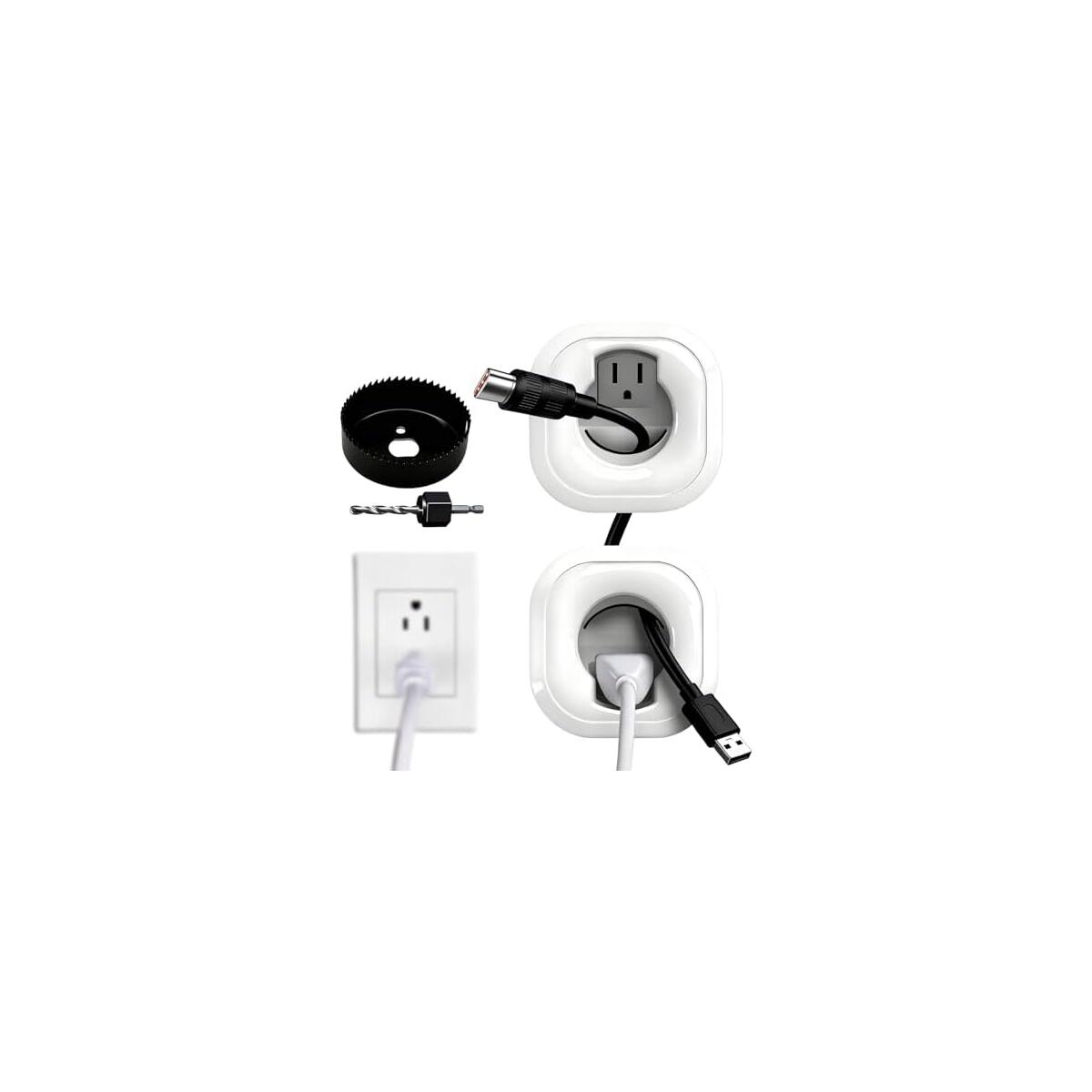 in Wall Cable Management Kit,All-in-One Voltage Adapted Cable Organizer, Streamline Wires for Living Room/Office | Easy Install Wall Wire Hider, with Drill Hardware in Wall Cable Management