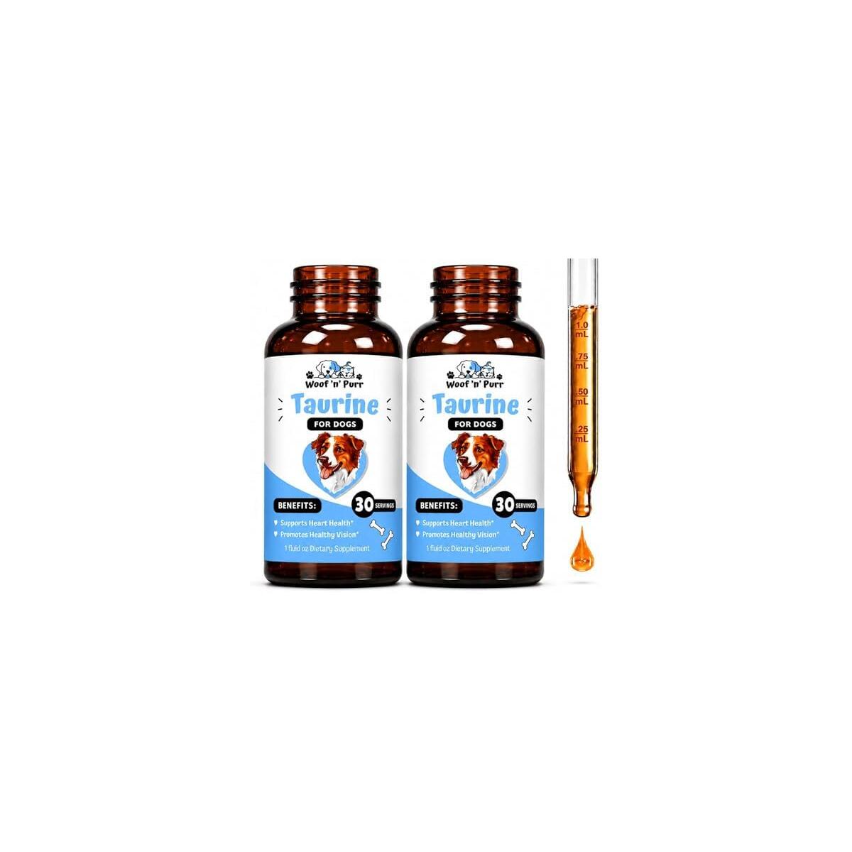 Taurine for Dogs - Taurine Supplement for Dogs - Supports Healthy Vision, Heart, Immune System, & Much More - Dog Heart Supplements - Dog Heart Health - 1 fl oz - Bacon Flavor - 2 Pack