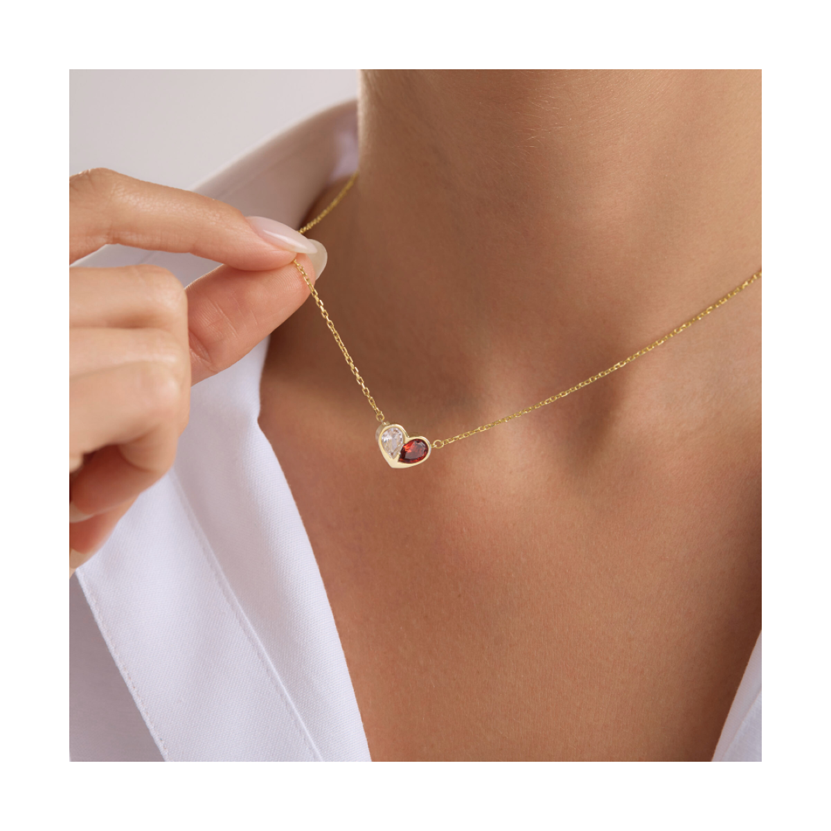 Birthstone Necklace for Mom - Couples Necklace - Birth Stone Necklace