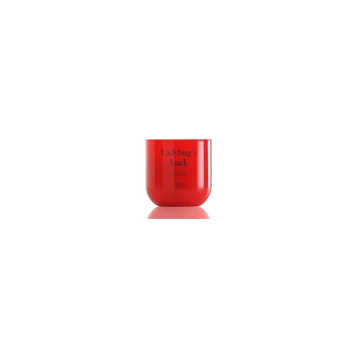 OJO Lady Bug&rsquo;s Luck Scented 2 Wick &ndash; 8.75 oz Jar Candle with Bamboo, Pimento Hay, Labdanum,Myrrh Leather | Over 42-Hour Long-Lasting Burn | Premium Blend Wax, Home Fragrance and Gift for Special Days