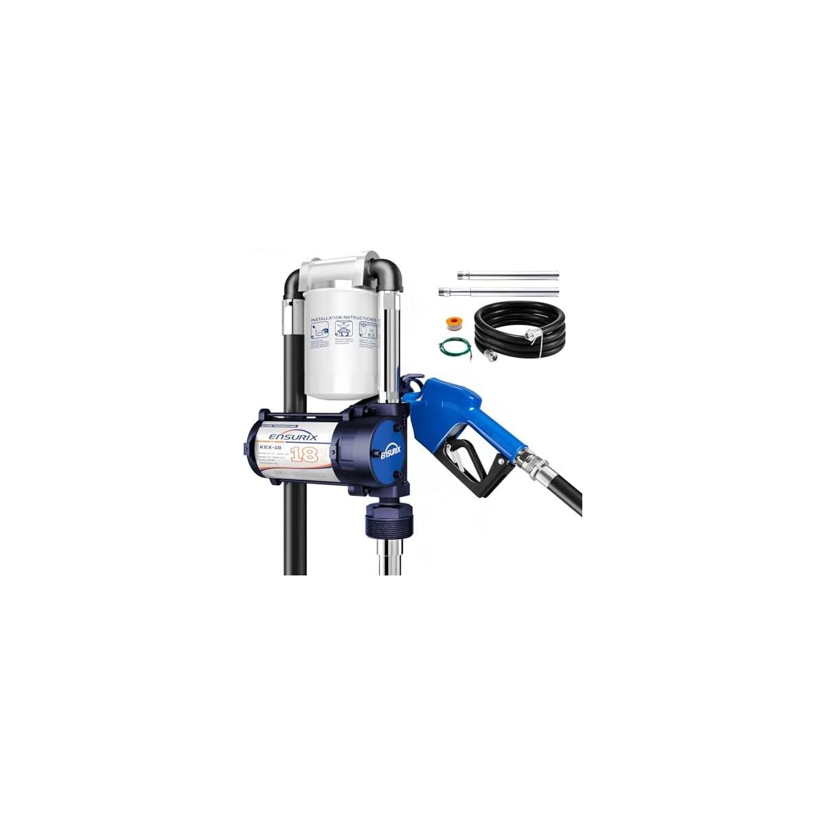 12V Fuel Transfer Pump Kit 18 GPM - Explosion-Proof Gas & Diesel Transfer Pump with Auto Shut-Off Nozzle & Filter - 12 Volt Heavy Duty Fuel Transfer Tank Pump for Tractors, Boats & Job Sites