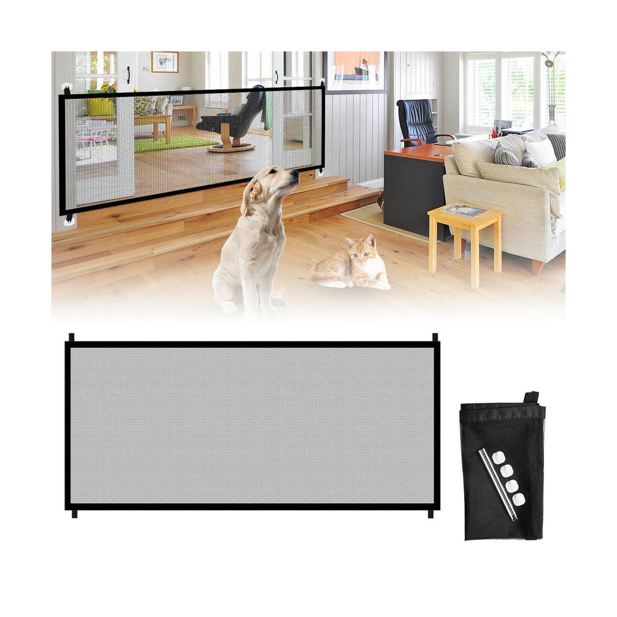 Pets Dog Cat Baby Safety Gate Mesh Fence Portable Guard Indoor Home Kitchen Net