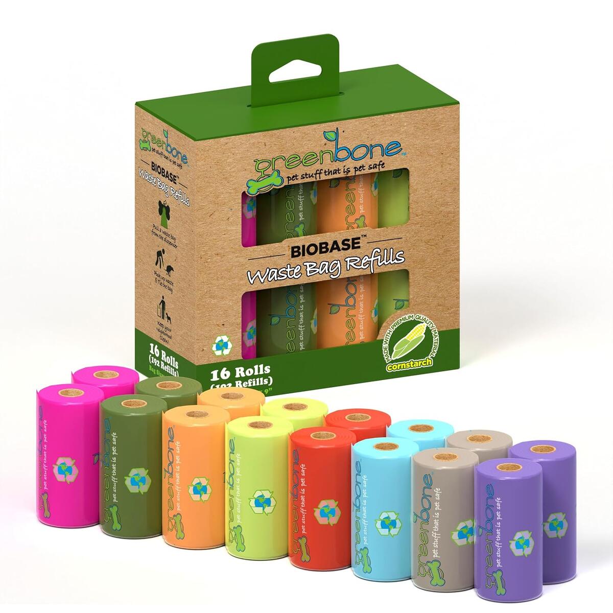 Greenbone Earth Friendly Cat or Dog Poop Bags, Plant Based, Leak Proof- Dispenser refills