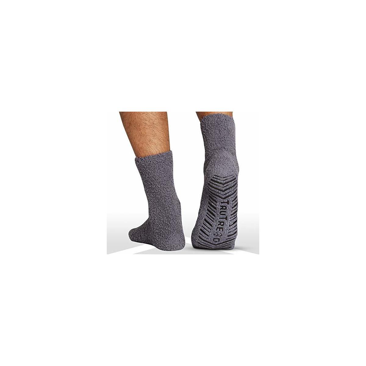 TruTread Fuzzy Socks for Women /& Men 4 Pairs Non Slip//Skid Hospital Crew Socks