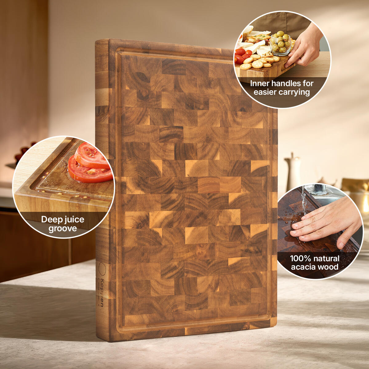 Large End Grain Wood Cutting Board 17 X 13 X Cashback - RebateKey