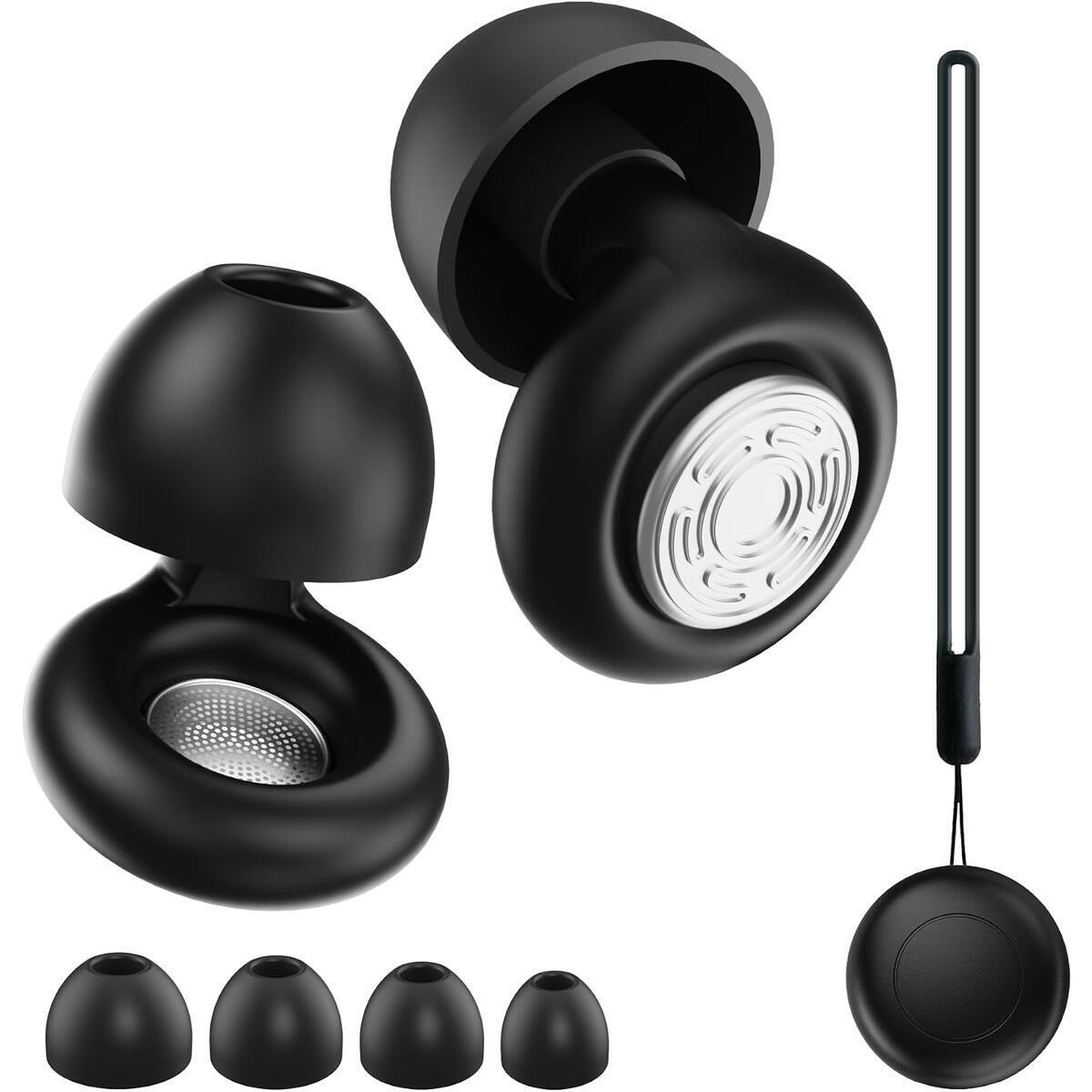 35dB Reusable Silicone Earplugs for Sleeping, Snoring, Side Sleepers, Concerts & Travel, Noise Reduction Ear Plugs with Case, 4 Sizes XS/S/M/L