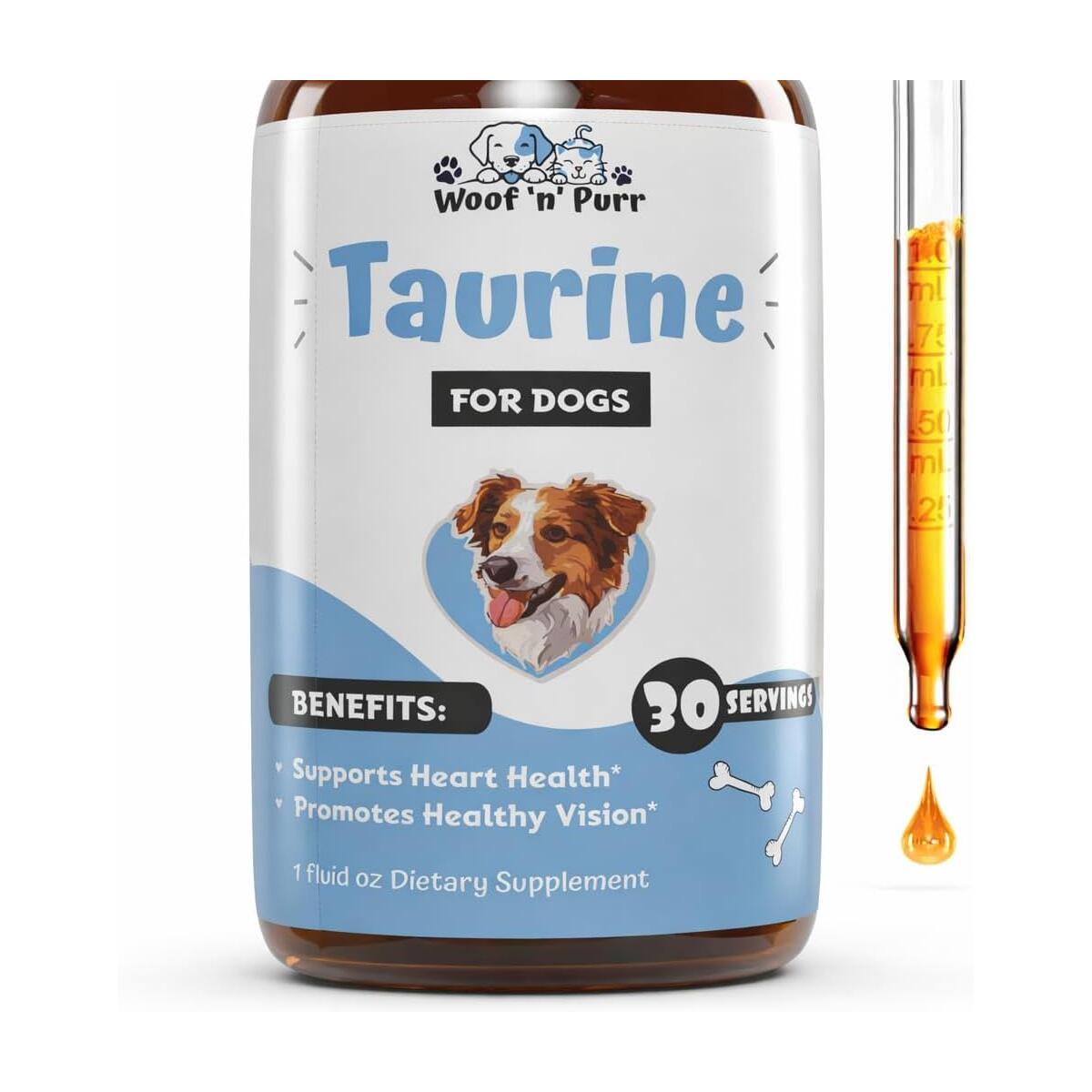 Woof 'n' Purr Taurine for Dogs &ndash; Dog Taurine Supplement for Heart Health, Vision Support & Overall Wellness, 30 Servings