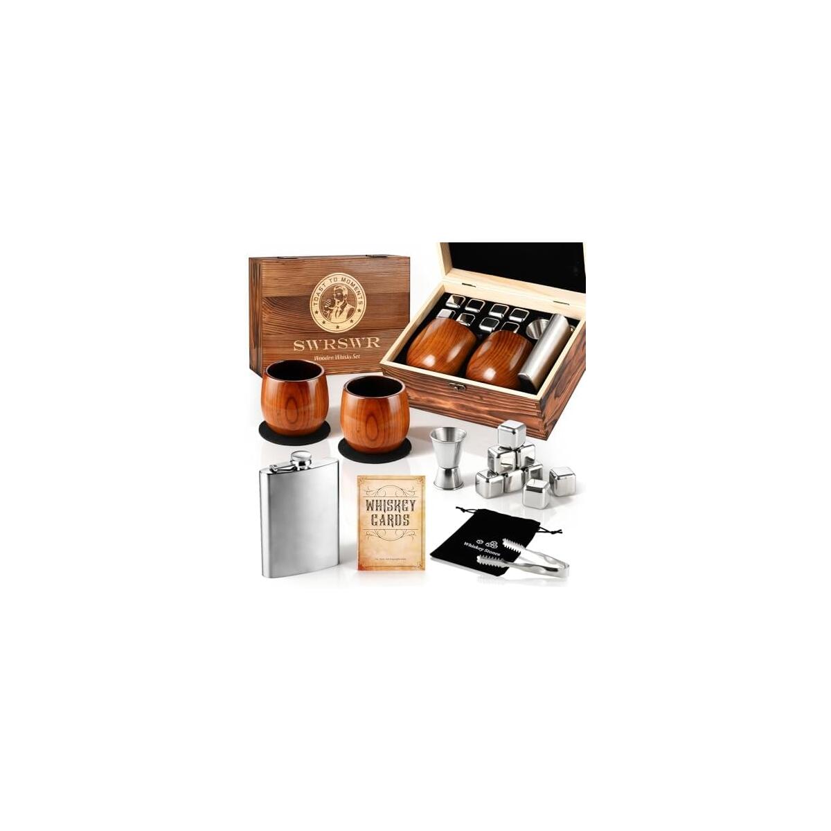 Charred Wooden Bourbon Drinking Glass - Premium Bourbon Gifts for Men - Handcrafted Wooden Whiskey Glass & Whisky Tumbler for Whiskey Lovers Dad Boyfriend Husband Friend