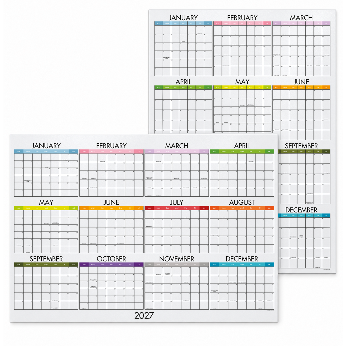 2027 Dry Erase Wall Calendar, 27 x 39 in, Double-Sided Laminated Yearly Planner, Dated Portrait & Landscape Layouts for Home, Office & Classroom