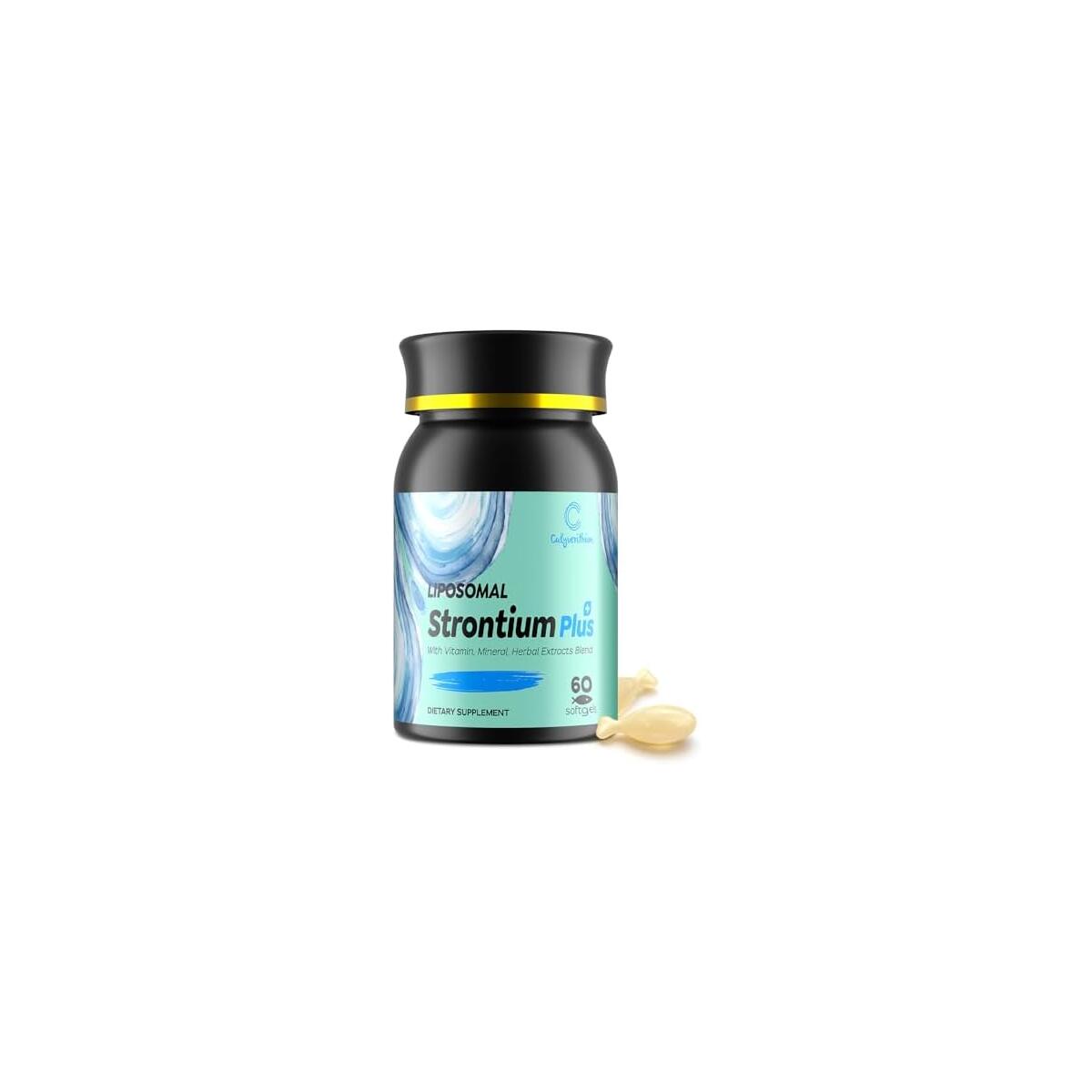 Liposomal Strontium Citrate 680mg Supplement &ndash; High Absorption Bone Health & Density Support, with Calcium, Magnesium, Vitamin K2 MK-7, Bone Strength Formula, 60 Softgels