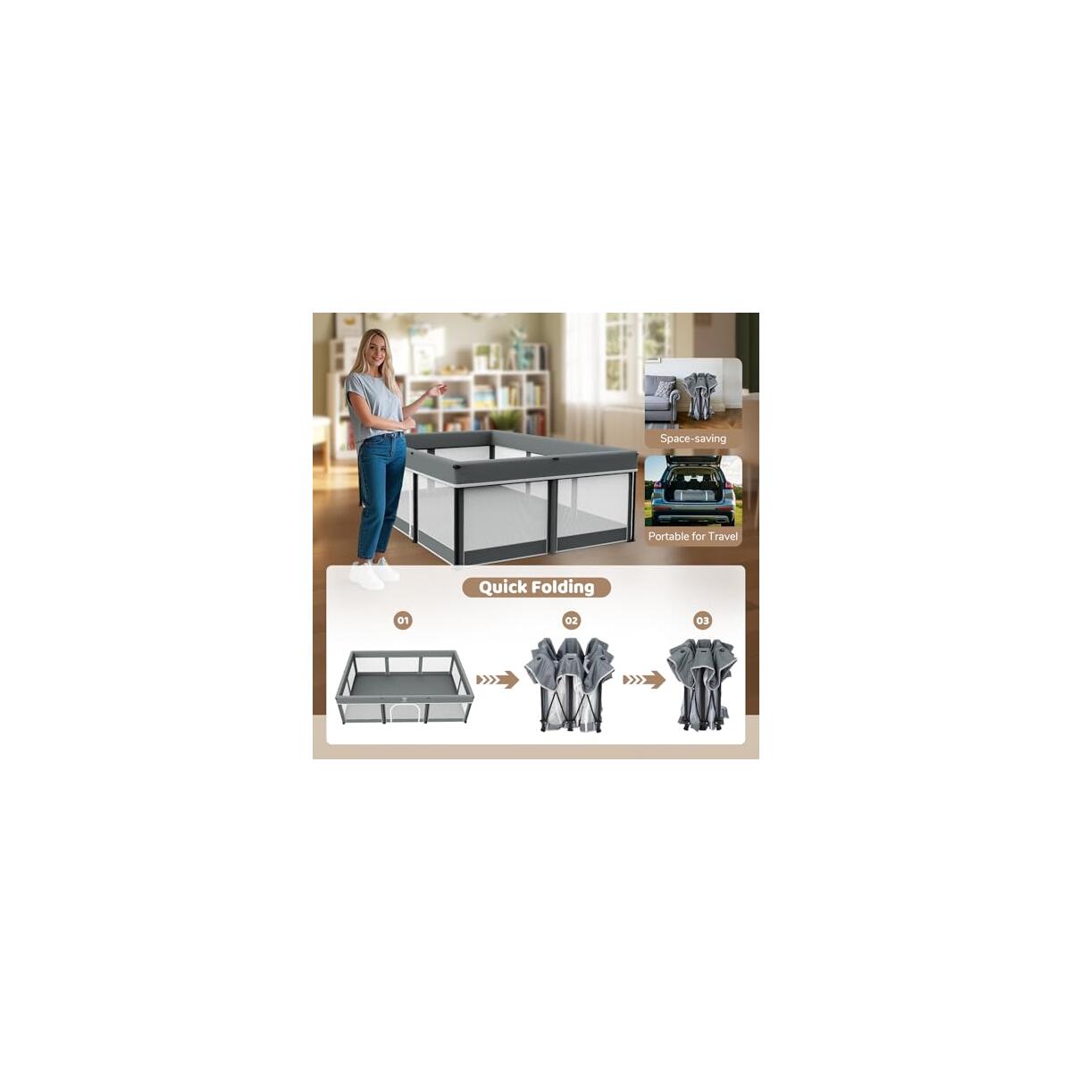 Foldable Baby Playpen With Mat 74x50 Cashback Rebate - RebateKey
