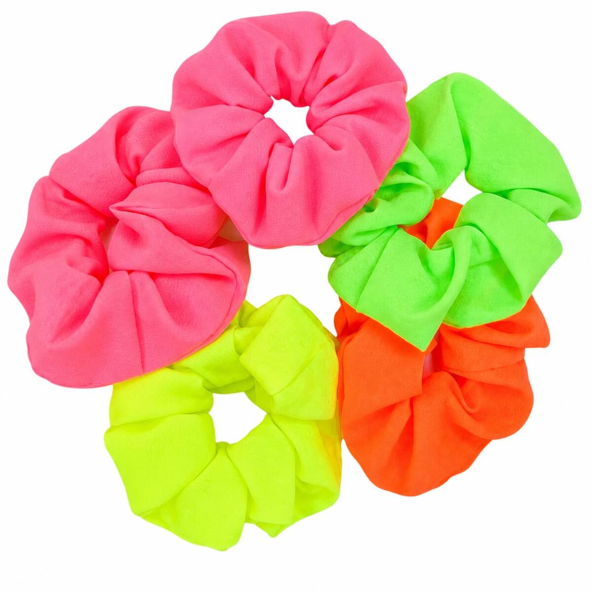 Neon Scrunchies for Women, Hair Ties for Women, 80s Theme Scrunchie, Pink, Yellow, Green, Orange, Neon Hair Accessories