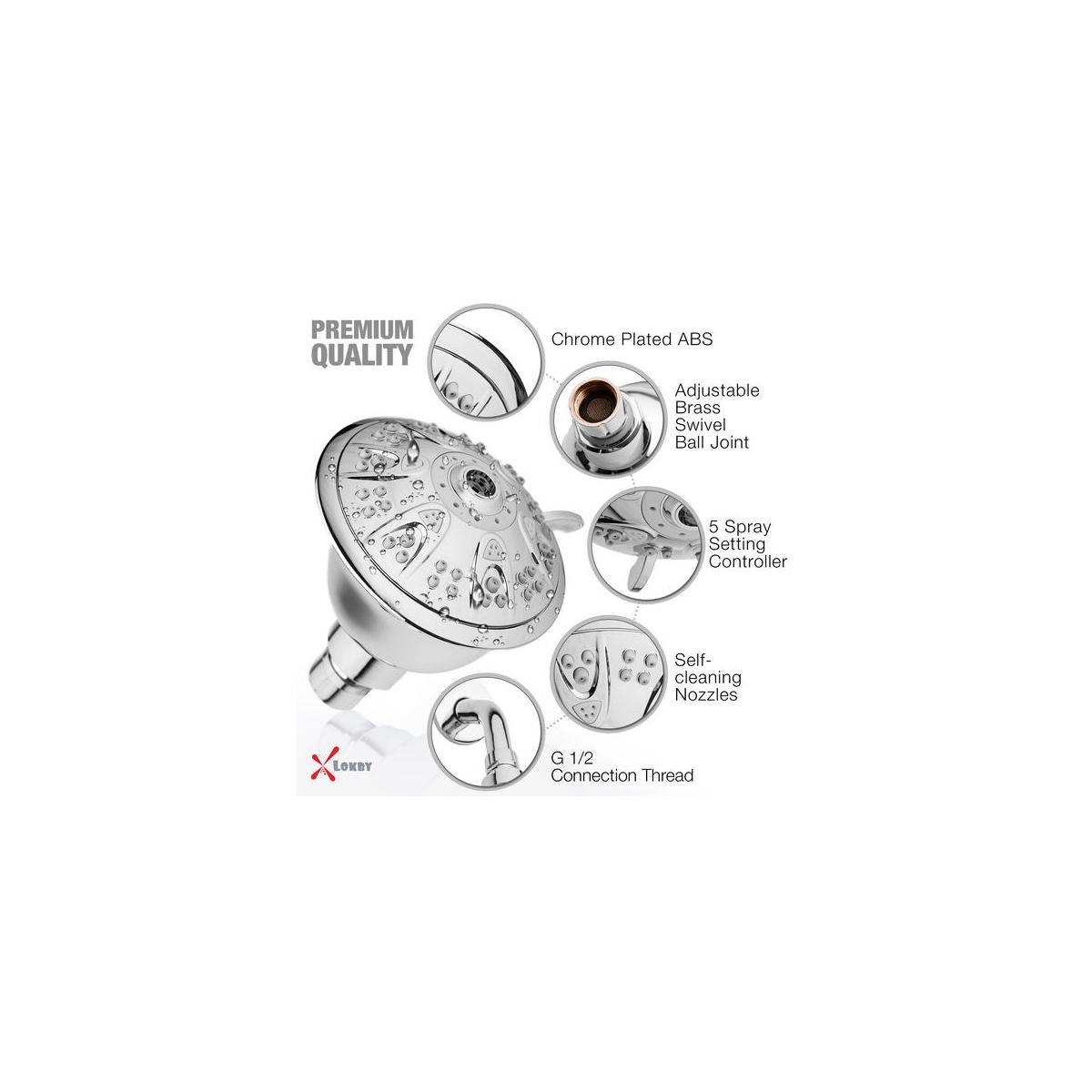 High Pressure Shower Head 5 Setting 4 Chrome Face Rain Shower Head For Low Cashback - RebateKey