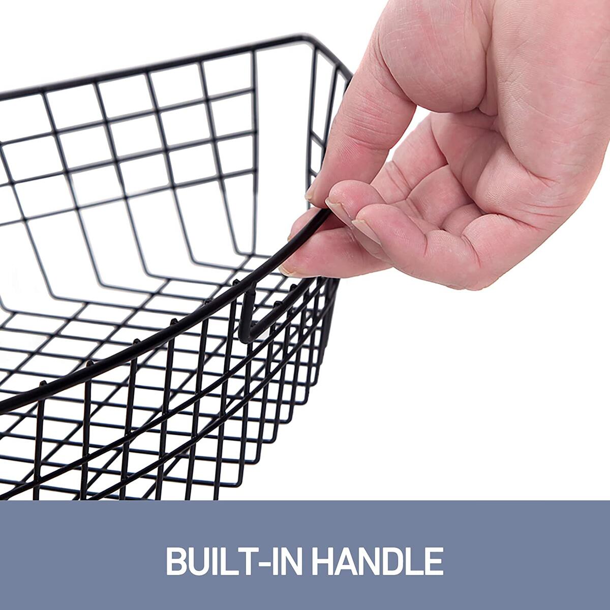 4 Packs Lazy Susan Wire Storage Organizer Basket with Handle 1//4 Wedge Can Organizer 16.3 x 10.3 x 4 Metal Organizing Storage Bins - Black Kitchen Cabinet Storage Organizer