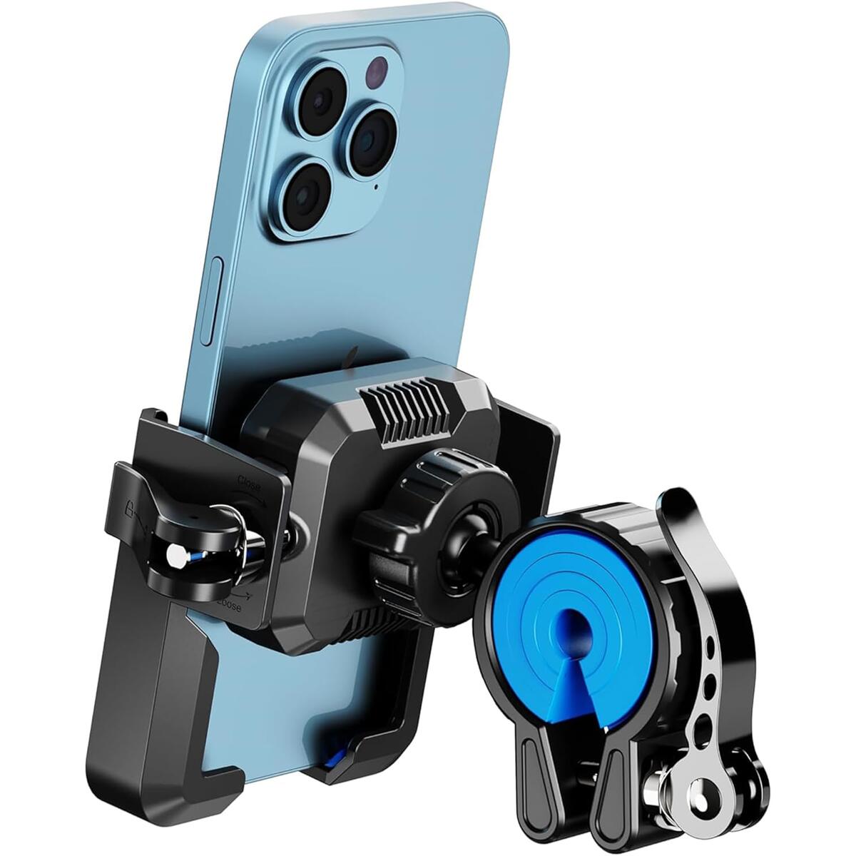 Motorcycle-Phone-Mount & Bike Phone Holder - Durable Phone Holder for Bike and Motorcycle, Bicycle Phone Mount, Fits All Smartphones (Blue)