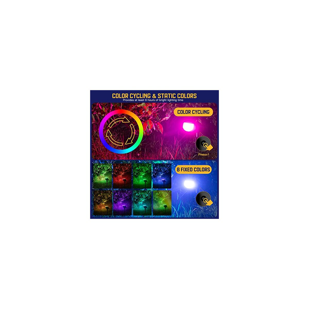 Rgbw Multicolor Solar Spotlight With 9 Modes For Rebate - RebateKey