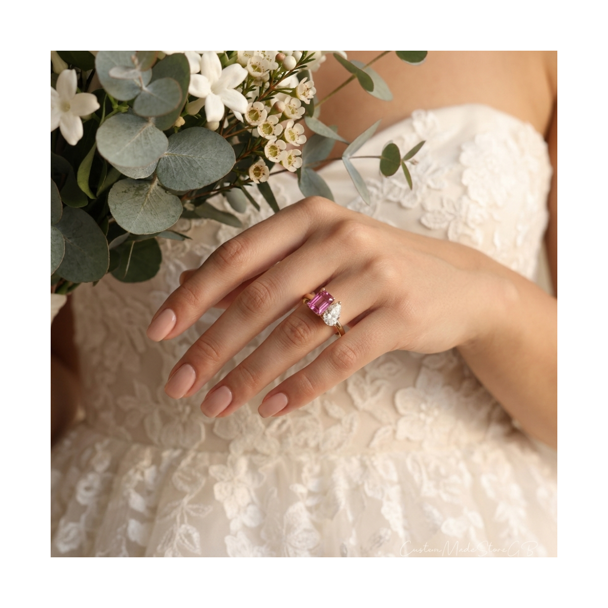 Two Birthstone Ring, Toi et Moi Birthstone Ring, Promise Ring