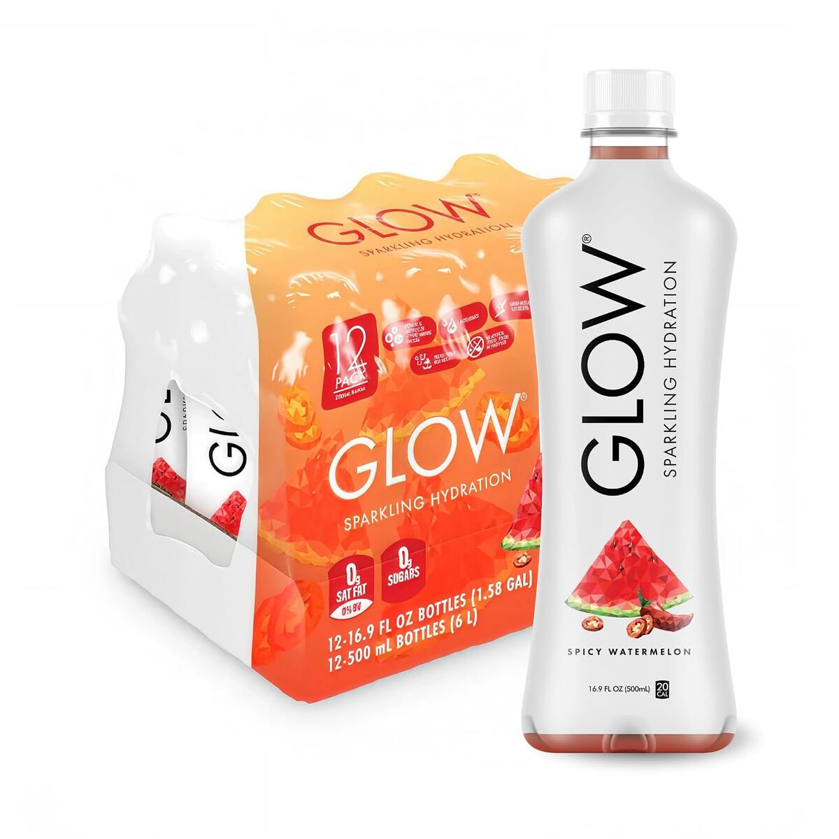 GLOW Sparkling Hydration Water - Spicy Watermelon