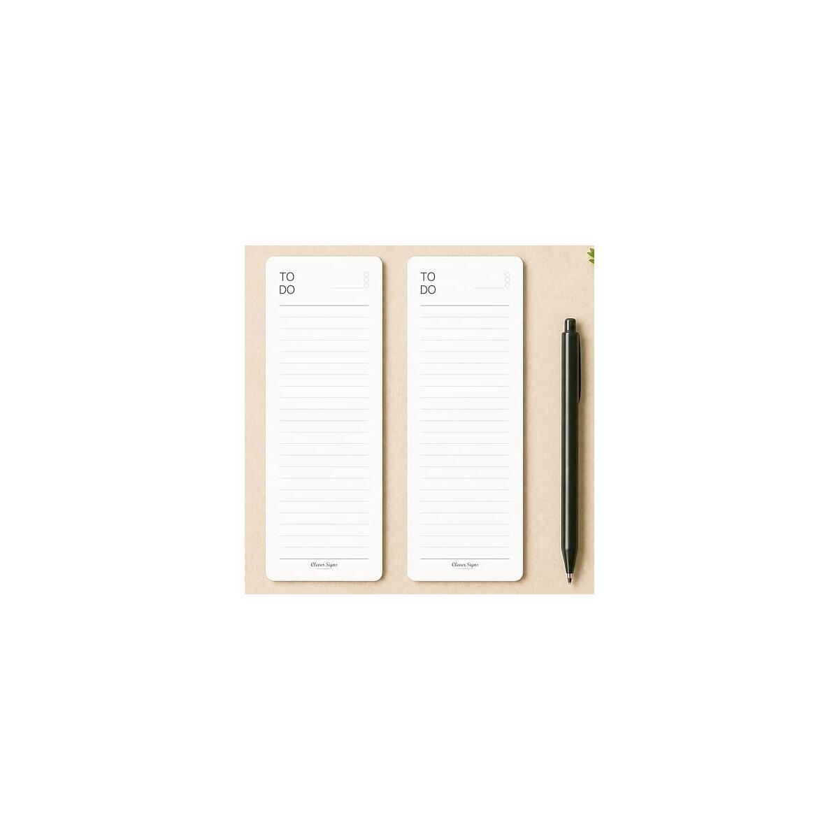 Skinny To Do List Notepad 4 Pack, 2.9" x 8.3", 50 Sheets Each, Undated Daily To Do Planner with Deadline Column, Thick Premium Paper, Cardboard Backing, Minimalist Checklist Memo Pad for Home, Office & School