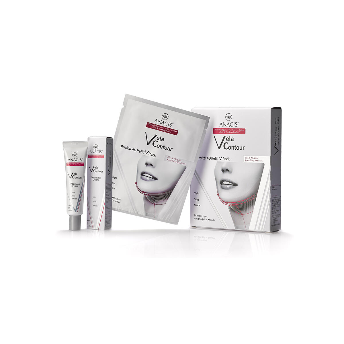 Neck Firming Double Chin Reducer Cream and Face Shaping Tightening Masks. Anacis