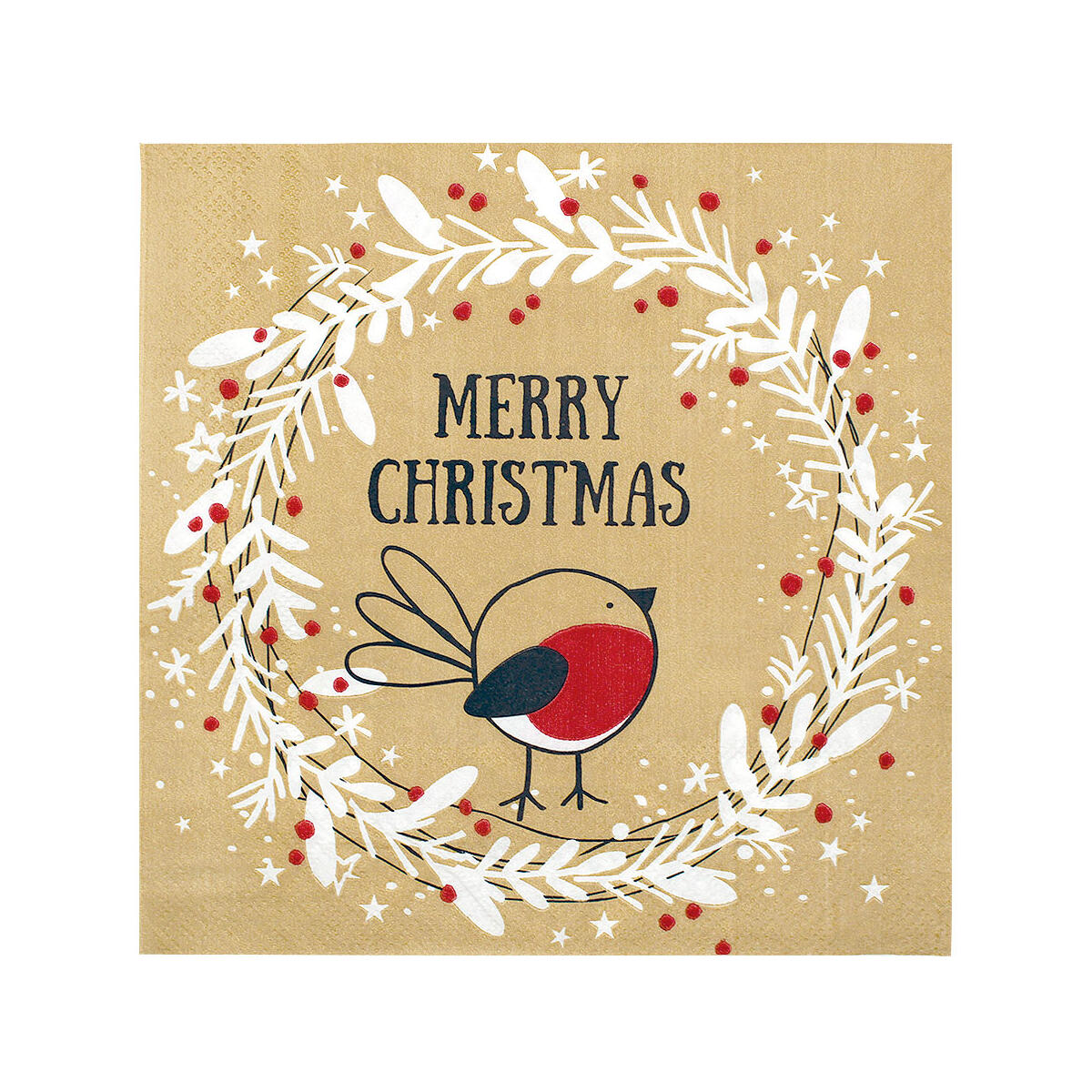 Wreath Napkins Paper Bird Napkin Holiday Christmas Dinner Napkins Recycled