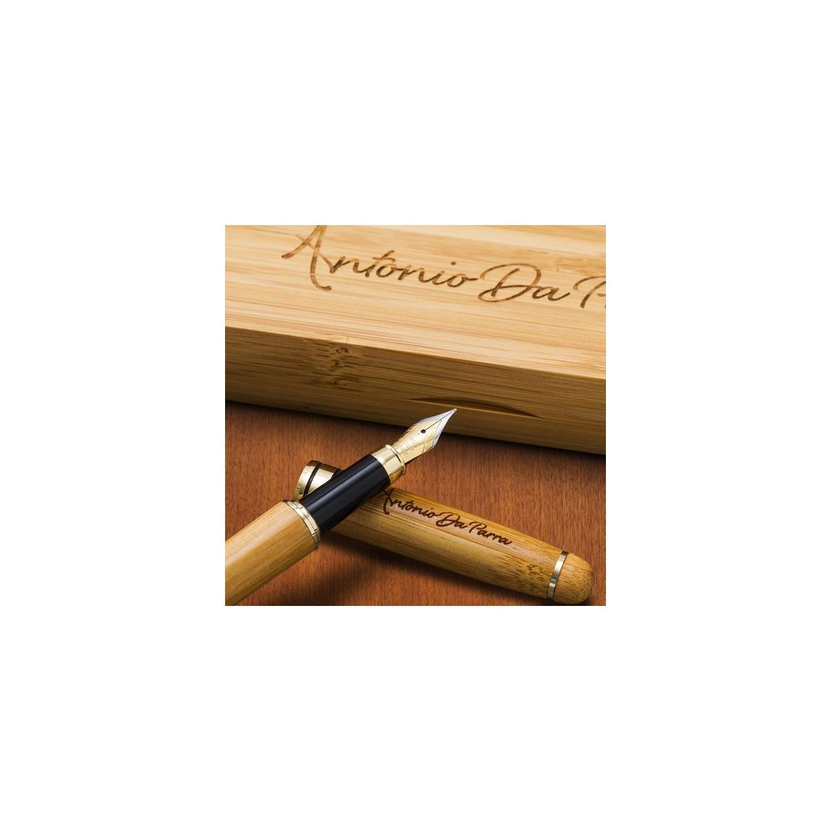 100/% Handcrafted Bamboo Vintage Collection with Ink Premium Quality R Antonio Da Parra Fountain Pen Calligraphy Writing Set Case Gold Medium nib